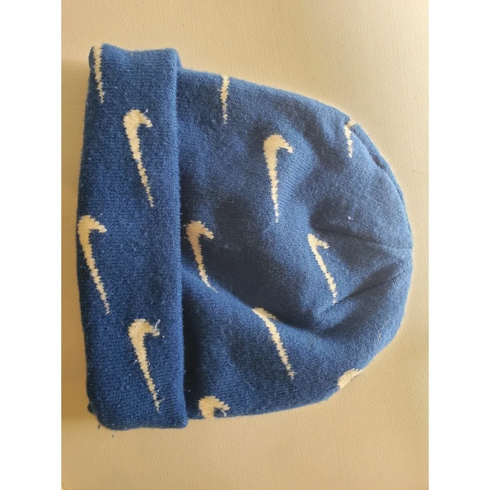 Nike Just Do It Youth Size Sock Hat Beanie Winter Cap Blue With Logos